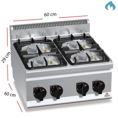 Cocina a Gas ECO sobremesa 4 Fuegos 19 Kw. industrial