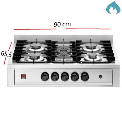 Encimera de gas con 5 Fuegos 90 X 65.5 cm- 14.3 Kw