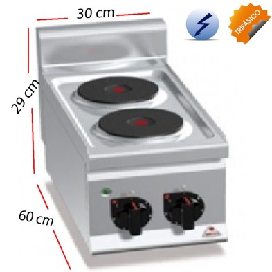 Cocina Electrica sobremesa 2 Fuegos 4 Kw. industrial