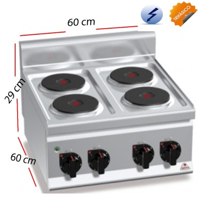 Cocina Electrica sobremesa 4 Fuegos 8 Kw. industrial