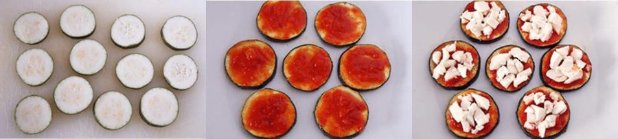 preparación mini pizza de calabacín