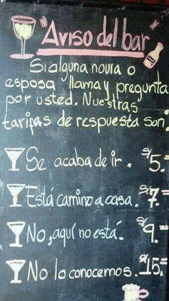 avisos del bar